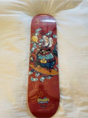Nickelodeon SpongeBob Skate Deck in Red with Yellow & Blue Accents